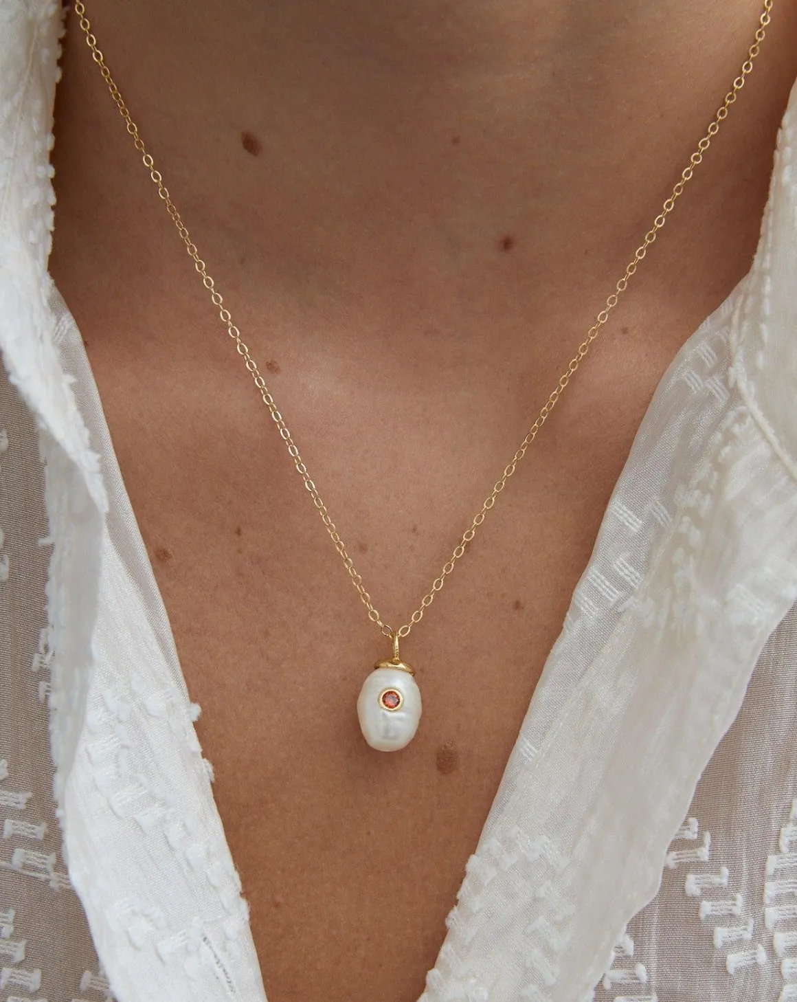 Birthstone Pearl Pendant January