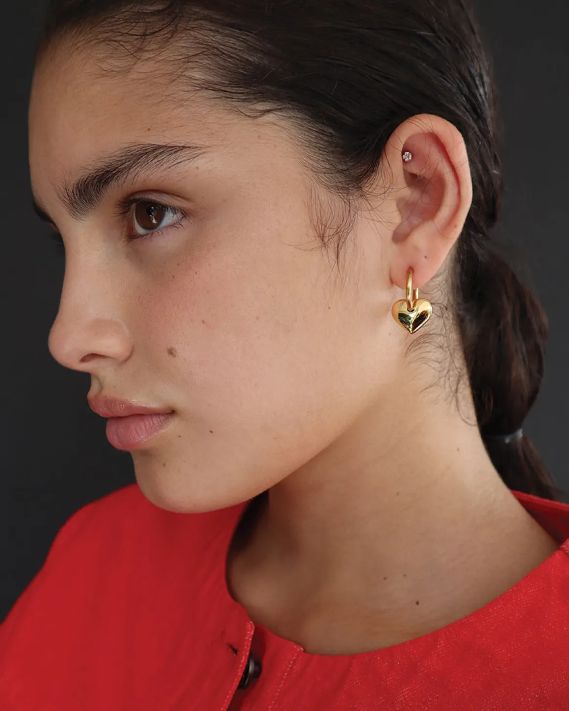Galina Heart Hoops in Gold