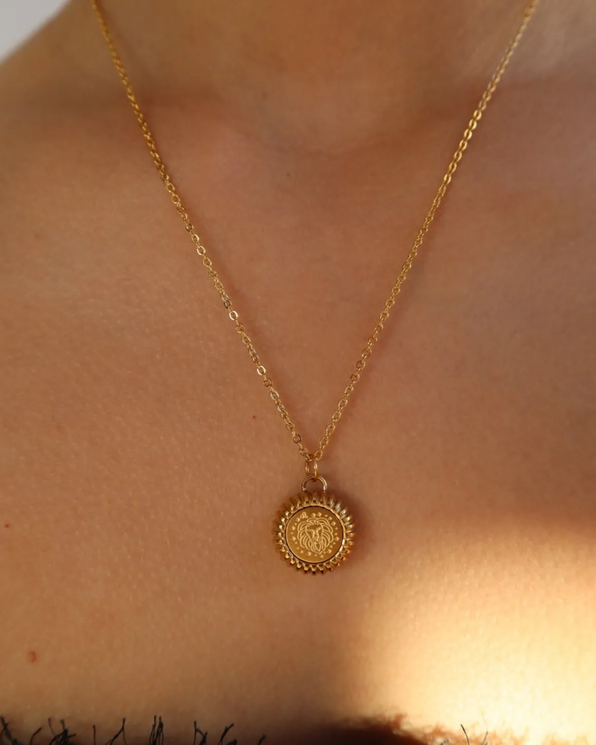 Leo Zodiac Charm Necklace in Gold