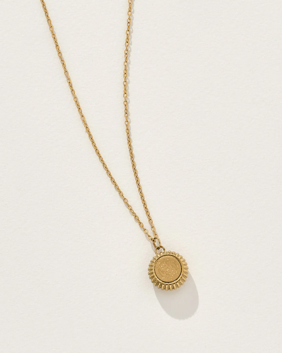 Pisces Zodiac Charm Necklace in Gold