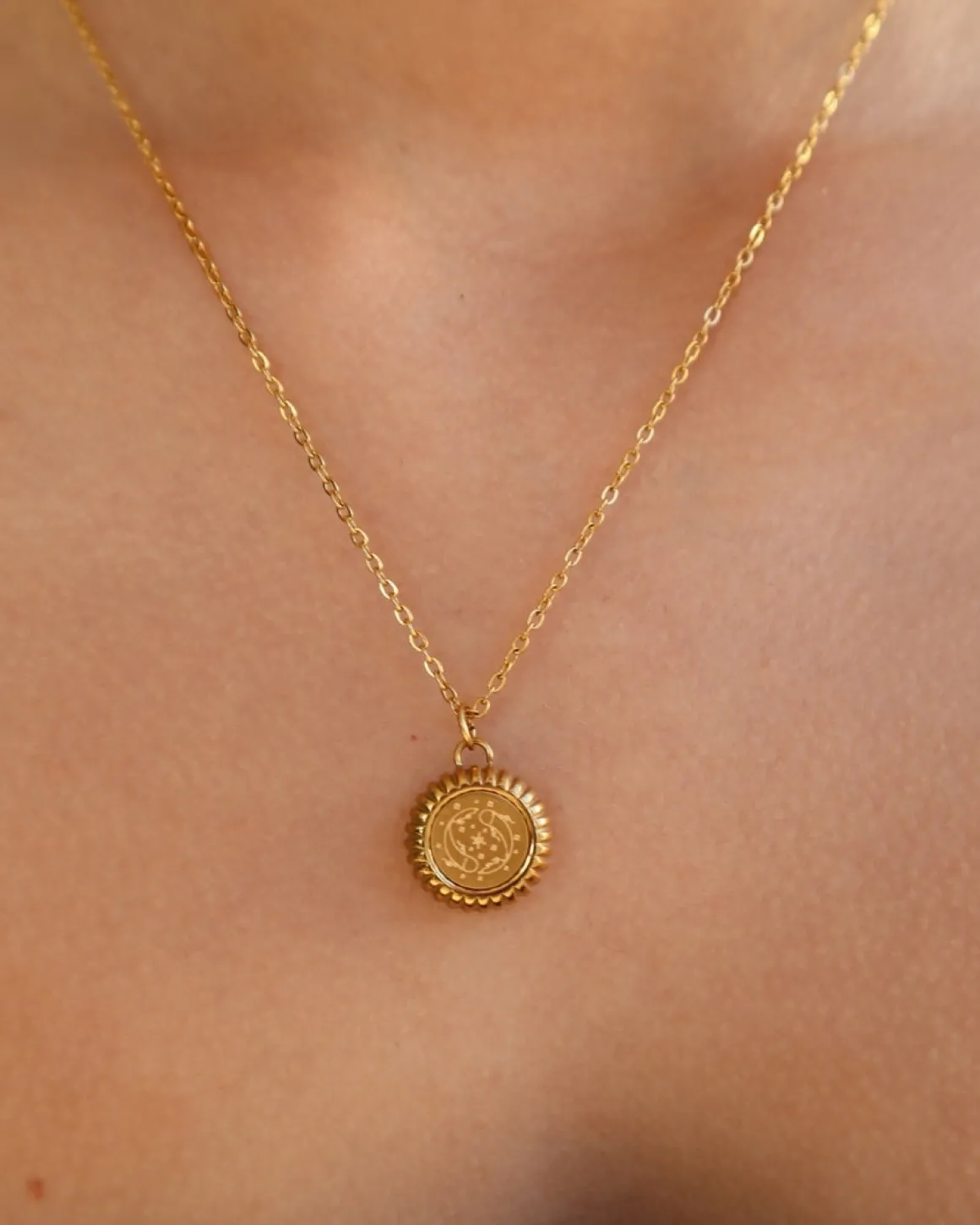 Pisces Zodiac Charm Necklace in Gold