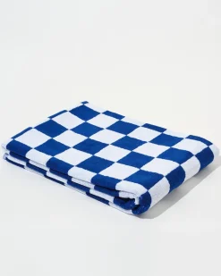 Towel Set Big Check in Cobalt