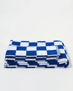 Towel Set Big Check in Cobalt