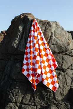 Towel Set Big Check in Orange
