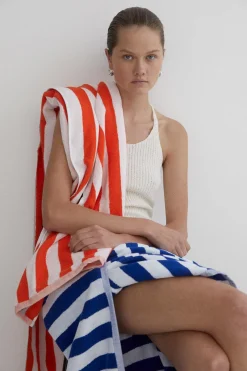 Towel Set Narrow Stripe in Orange